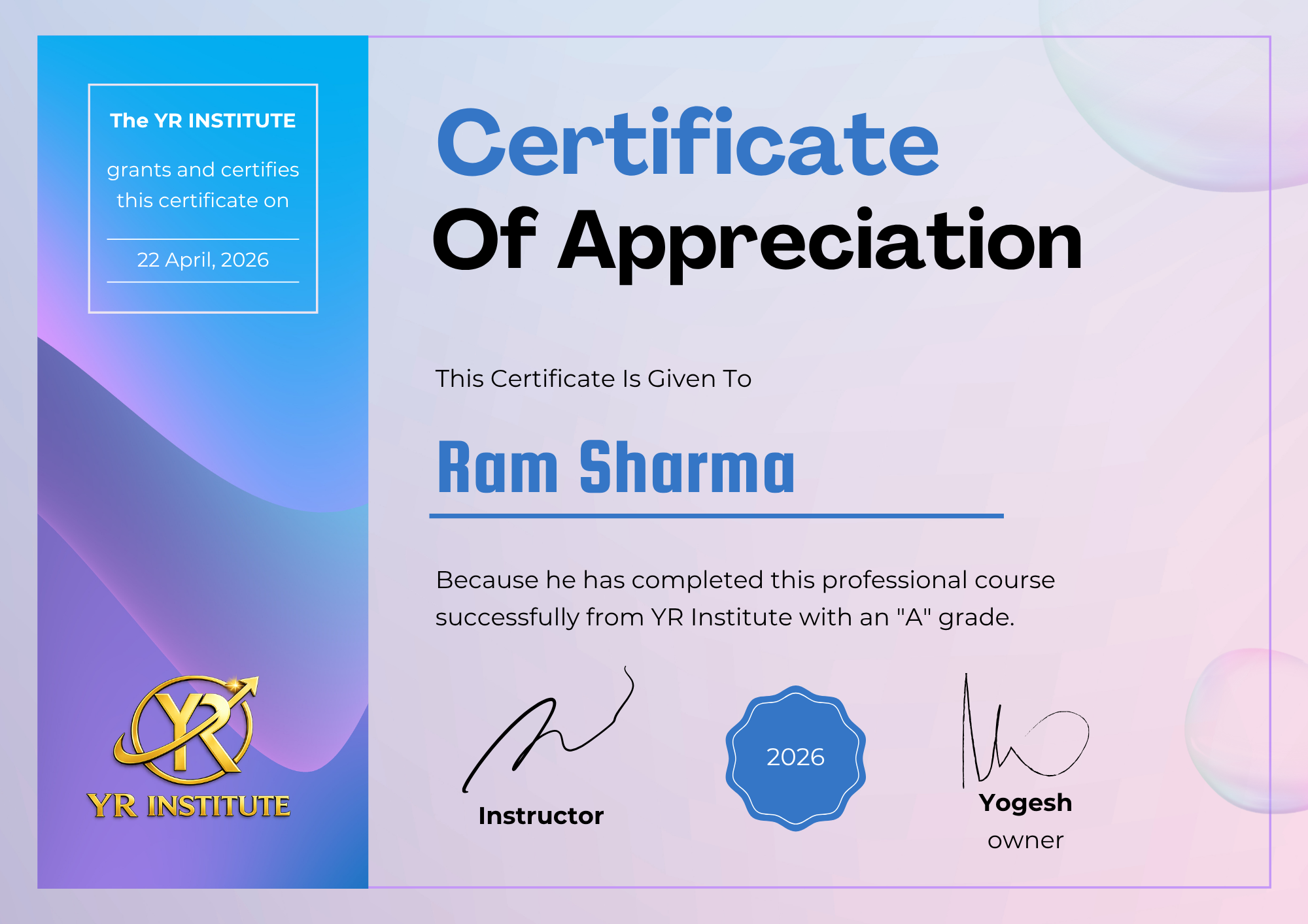 graphic designing certificate